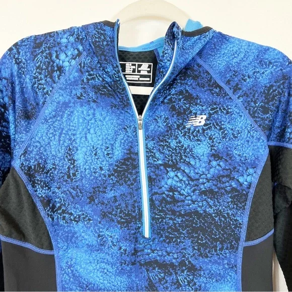 New Balance Heat 1/2 Zip Long Sleeve Pullover Blue & Black Size Small - Picture 2 of 11